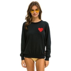 Aviator Nation Heart Embroidery Crew Sweatshirt